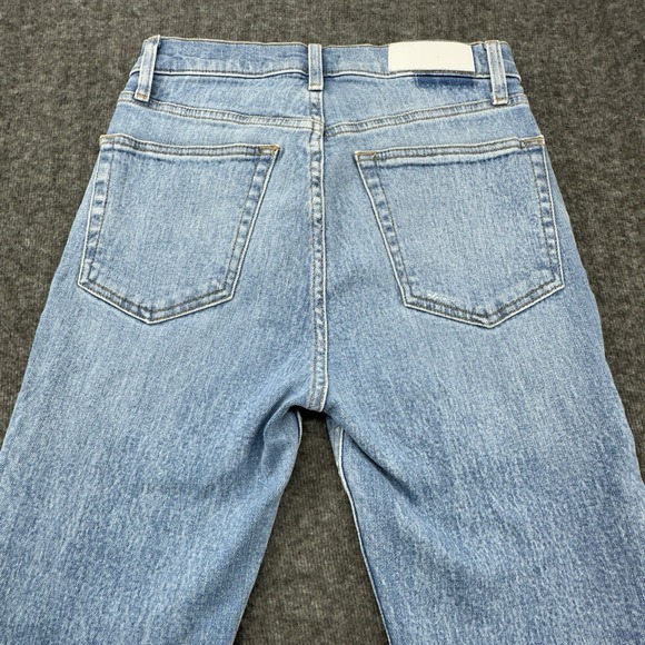 RE/DONE‎ High Rise Straight Leg Jeans Women 26 Distressed Raw Hem Light Wash - Picture 8 of 10